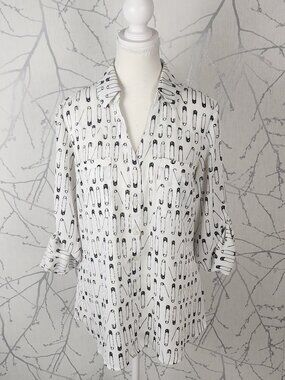 Express White Safety Pin Print Button Front Portofino Shirt